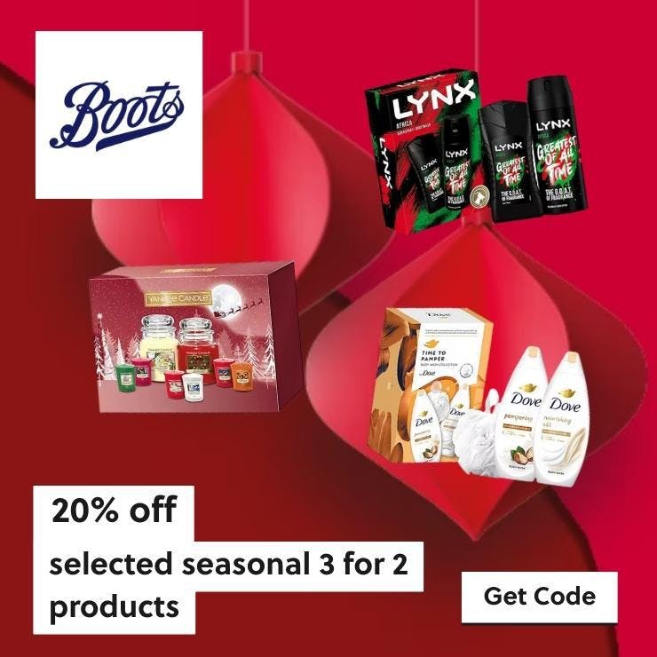 Save 20% on selected seasonal 3 for 2 products