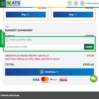 Where do I use my ATS Euromaster Discount Code?