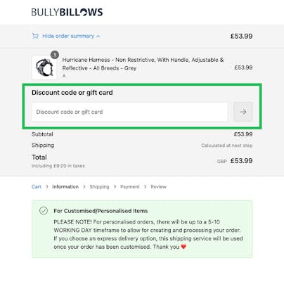 Where do I use my BullyBillows Discount Code?