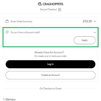 Where to enter your Craghoppers Discount Code