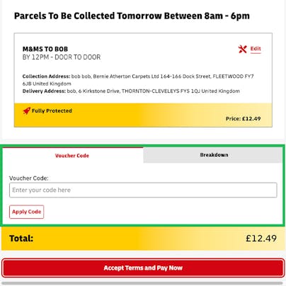 Where to enter your DHL Parcel UK Discount Code