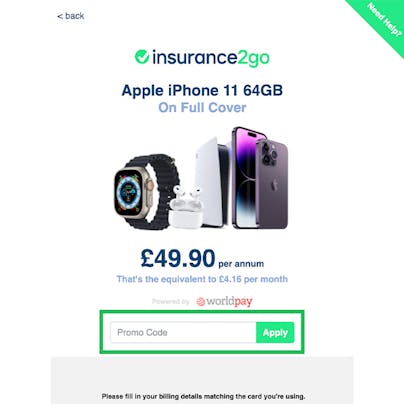 Where to enter your Insurance2go Discount Code