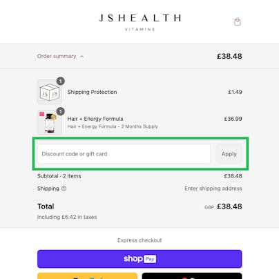 Where do I use my JSHealth UK Discount Code?