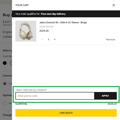 Where to enter your Jabra Discount Code
