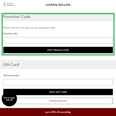 Where to enter your Karen Millen Discount Code