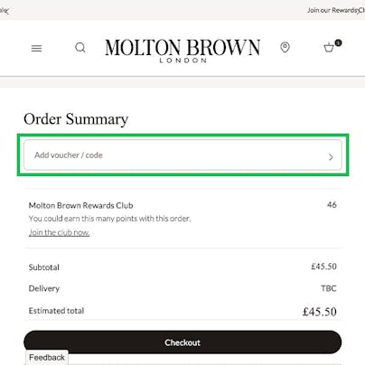 Where to enter your Molton Brown Discount Code