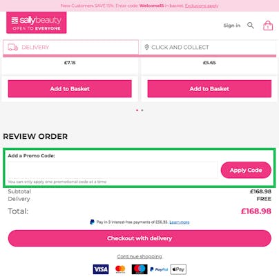 Where to enter your Sally Beauty Discount Code