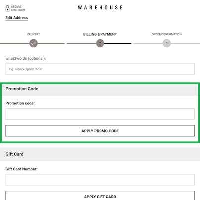 Where to enter your Warehouse Voucher Code