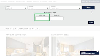 Where to enter your Apex Hotels Discount Code