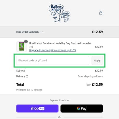 Where do I use my Barking Heads Discount Code?