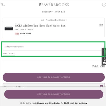 Where to enter your Beaverbrooks Discount Code
