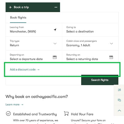 Where do I use my Cathay Pacific Discount Code?