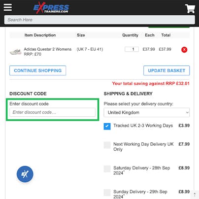 Where do I use my Express Trainers Discount Code?