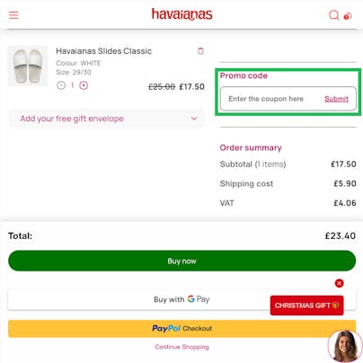 Where to enter your Havaianas Discount Code