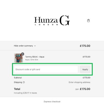 Where do I use my Hunza G Discount Code?