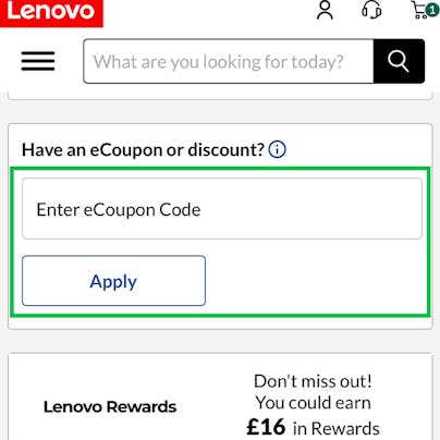 Where to enter your Lenovo Discount Code