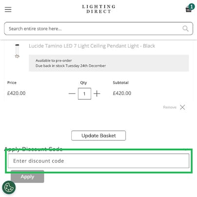 Where do I use my Lighting Direct Discount Code?