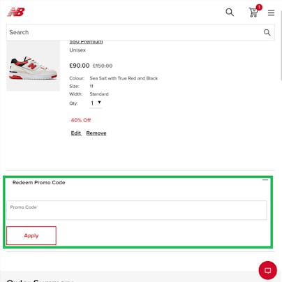 Where to enter your New Balance Discount Code