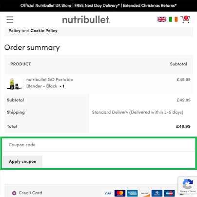 Where to enter your Nutribullet Discount Code