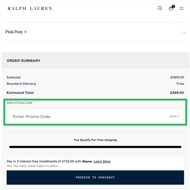 Discount codes hotsell ralph lauren