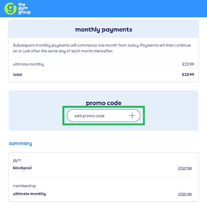 Where to enter your The Gym Group Promo Code