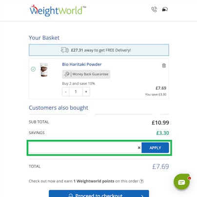 Where do I use my WeightWorld Discount Code?