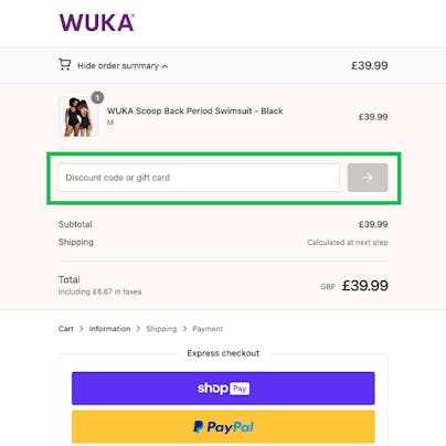 Where do I use my WUKA Discount Code?