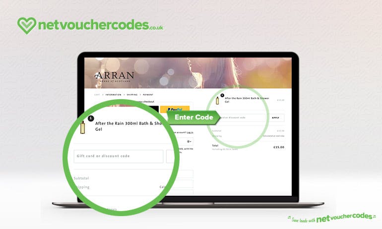 Where to enter your Arran Discount Code