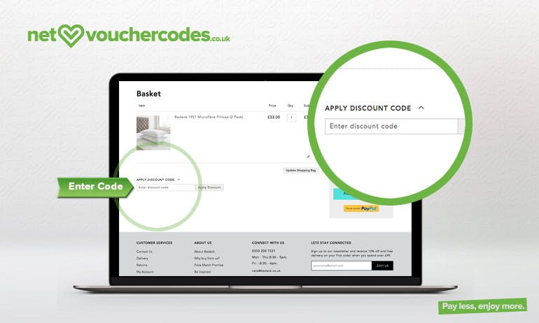 Where to enter your Bedeck discount code