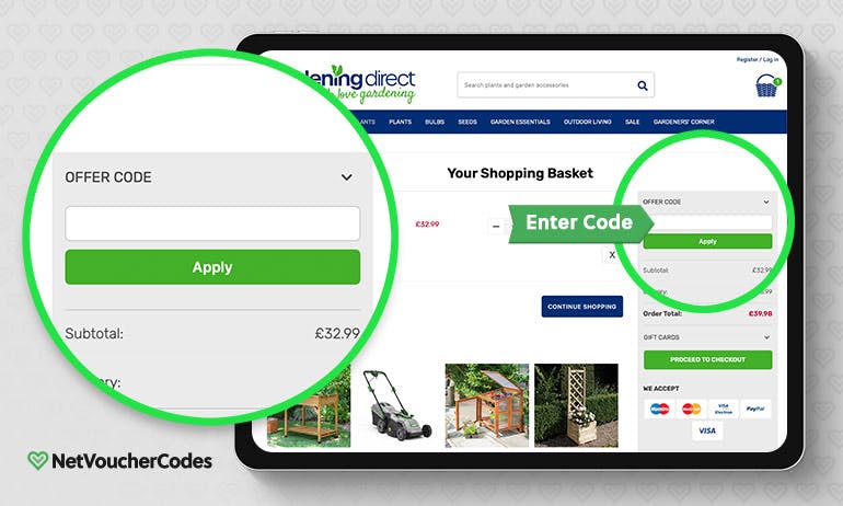 Where to enter your Gardening Direct discount code
