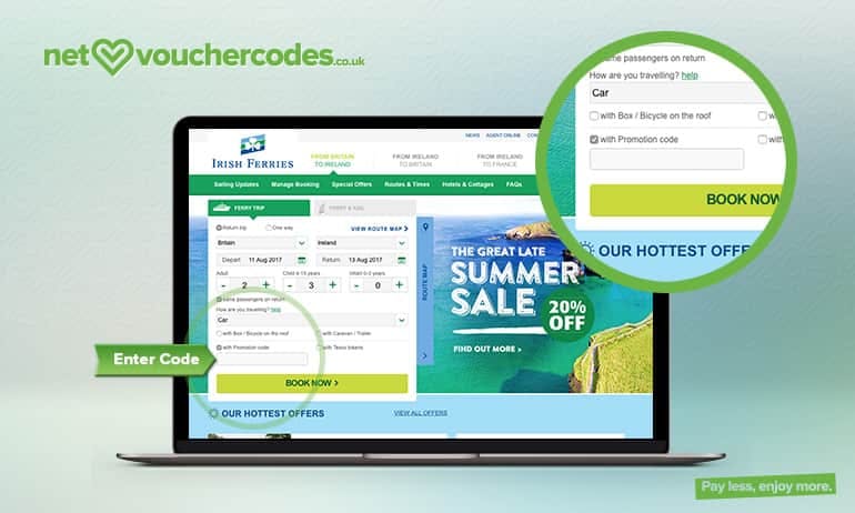 irish ferries enter code