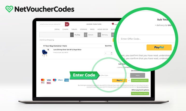 Where to enter your Leader Furniture Discount Code