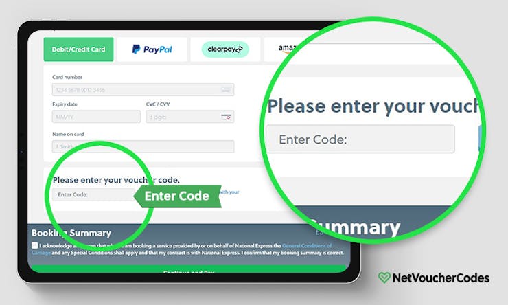 Where to enter your National Express Discount Code