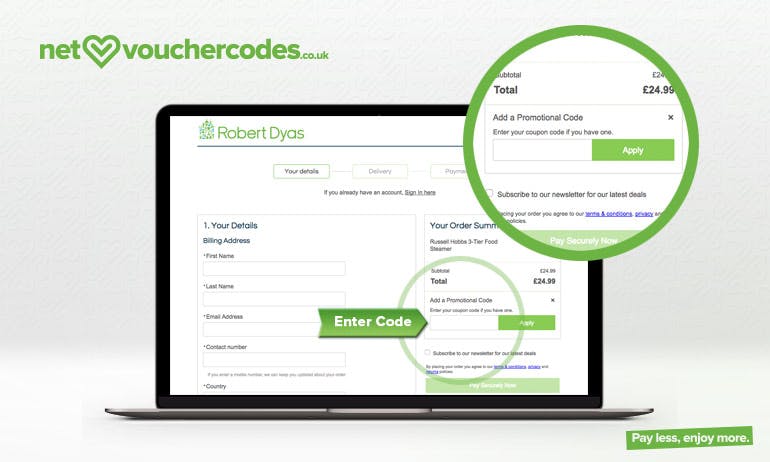 robert dyas where to enter code