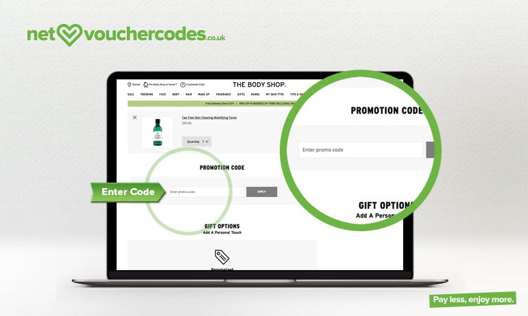 the body shop where to enter code