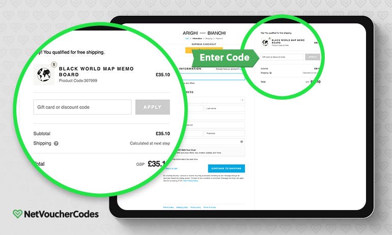 Where to enter your Arighi Bianchi discount code.