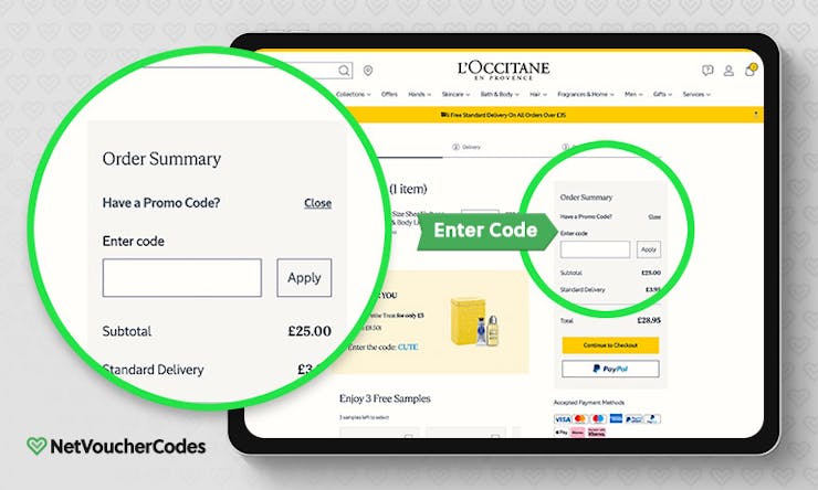 Where to enter your LOccitane Discount Code