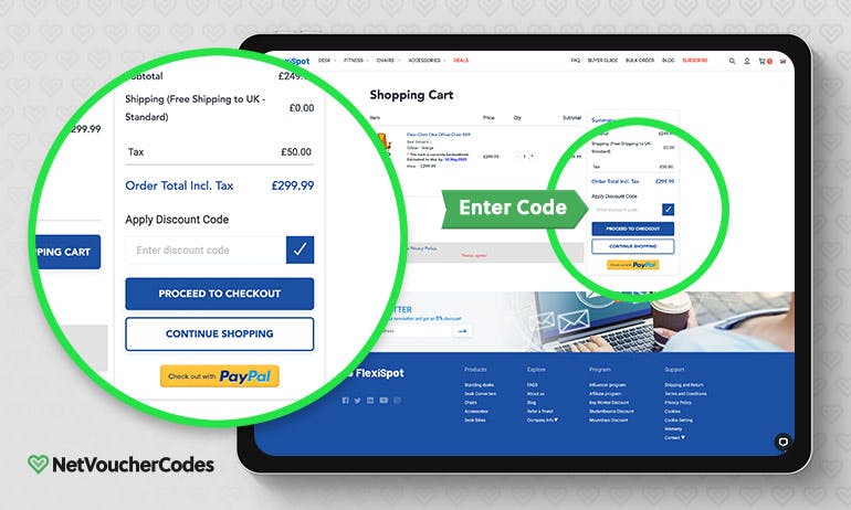 Where to enter your Flexispot discount code.