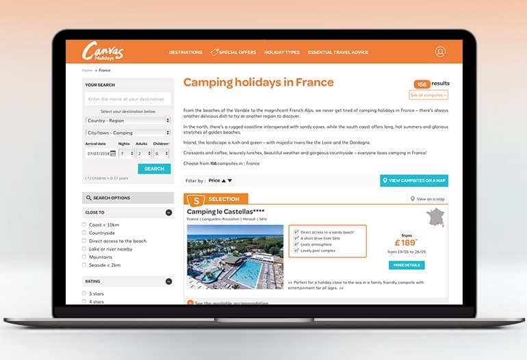 canvas holidays france camping