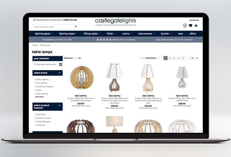 castlegate lights table lamps