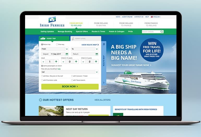 irish ferries homepage