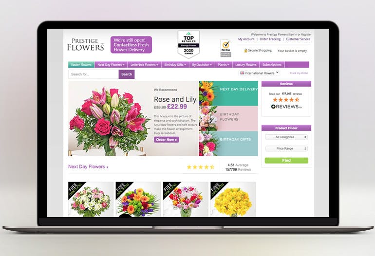 Prestige Flowers is voted #1 for next day flower delivery and Review Florist UK Editor's Choice.
