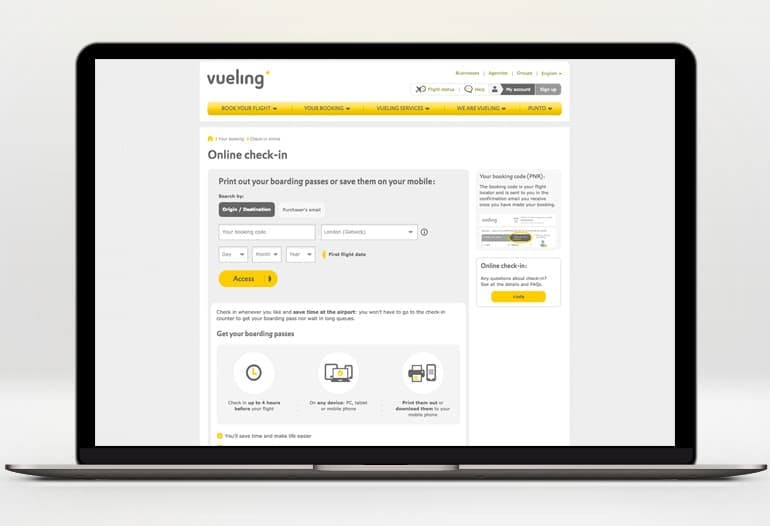 vueling online check in