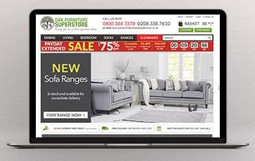 Oak Furniture Superstore homepage