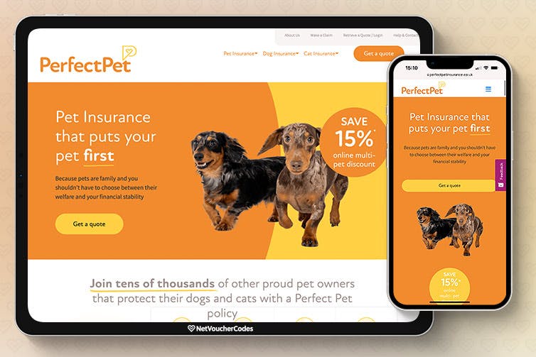 Perfect Pet Insurance homepage
